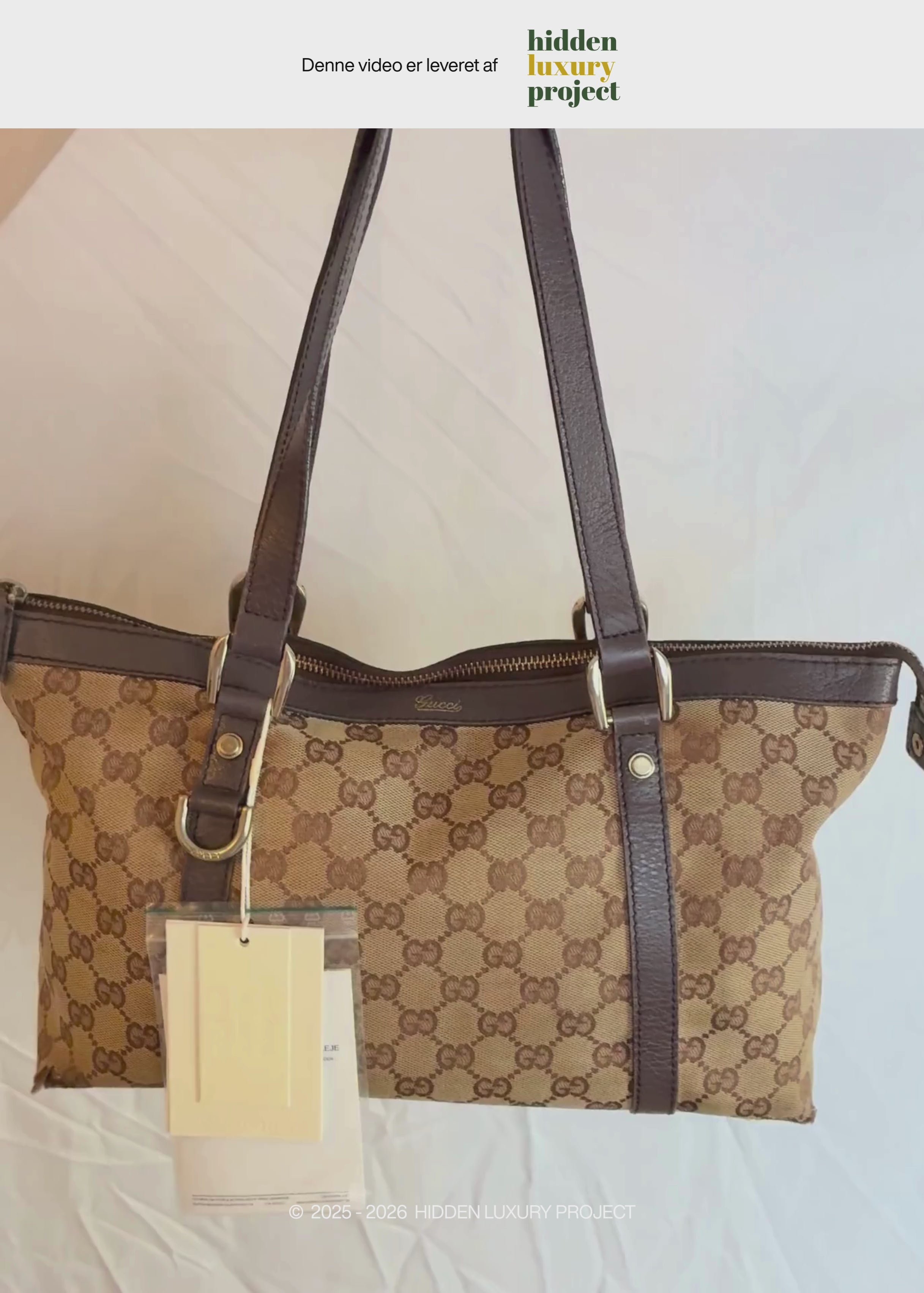 Preloved | Gucci GG Monogram Skuldertaske Abbey med Brun Læder