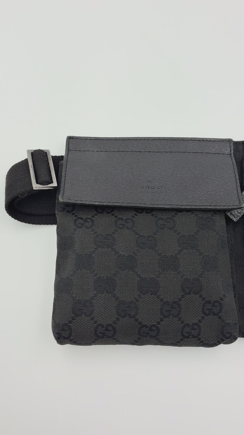 Preloved | Gucci Monogram Bæltetaske i Sort Canvas