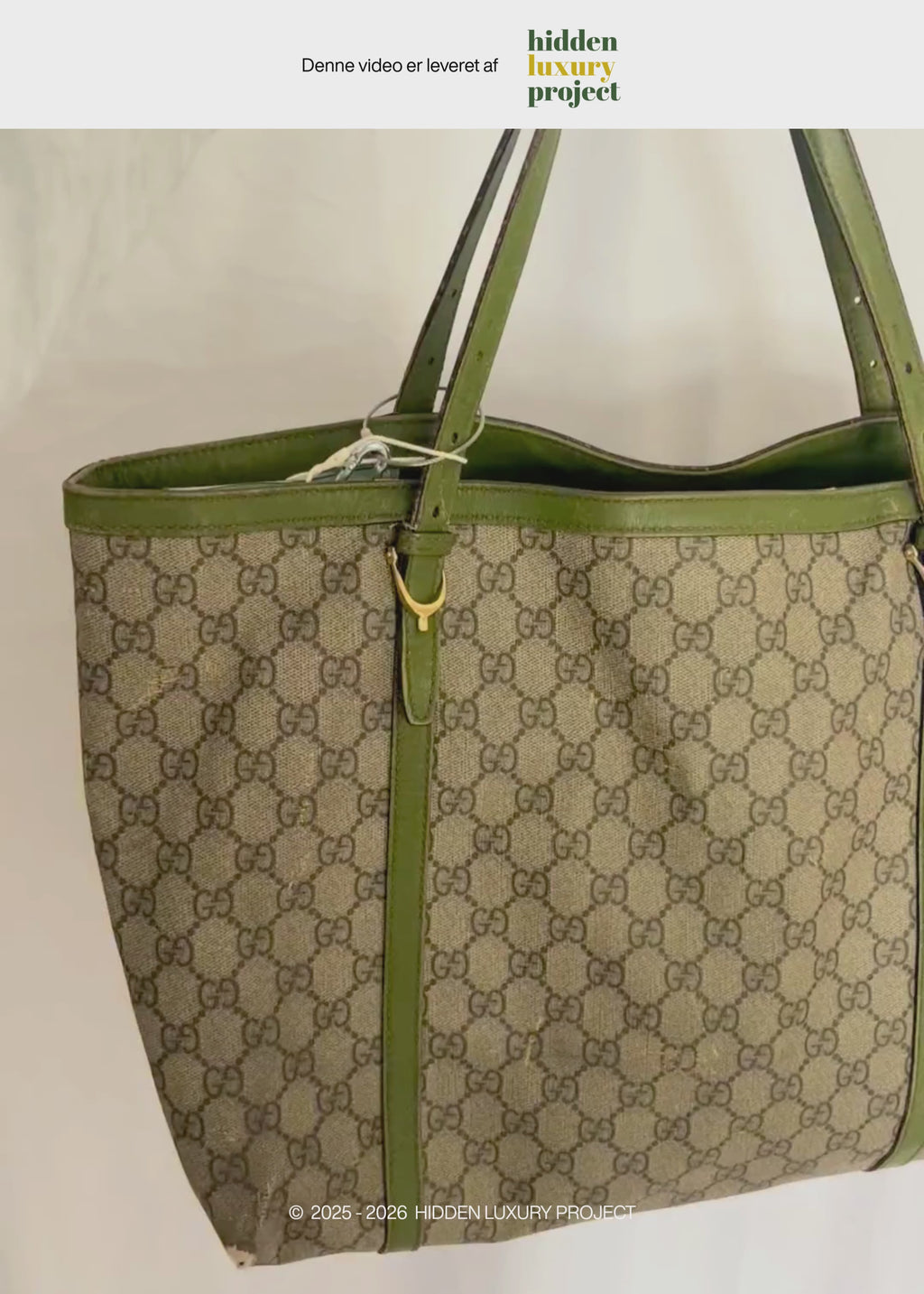 Preloved | Gucci Monogram Nice Totebag i GG Supreme med Grøn Læder