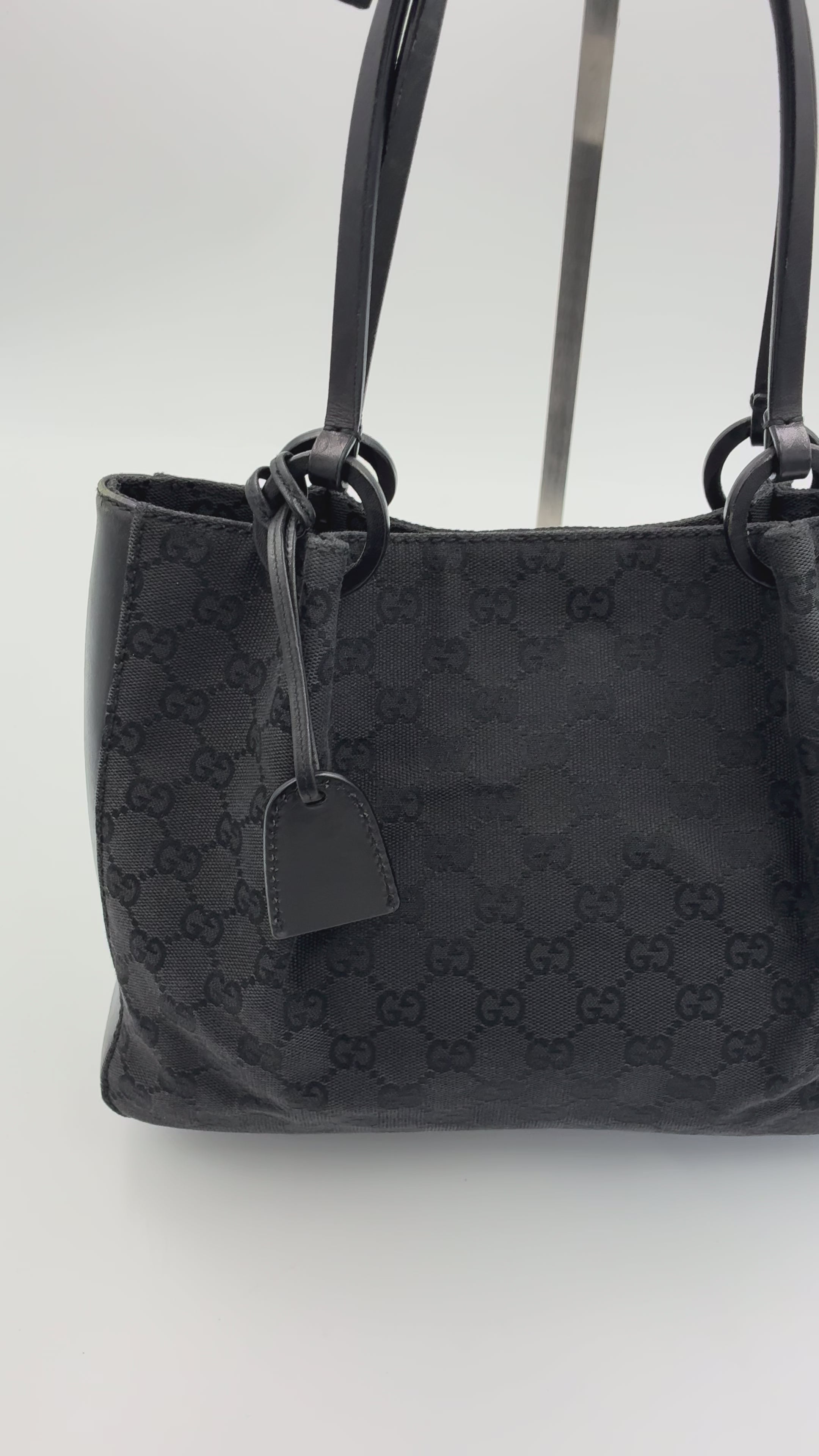 Preloved | Gucci Monogram Hobo Skuldertaske i Sort Canvas