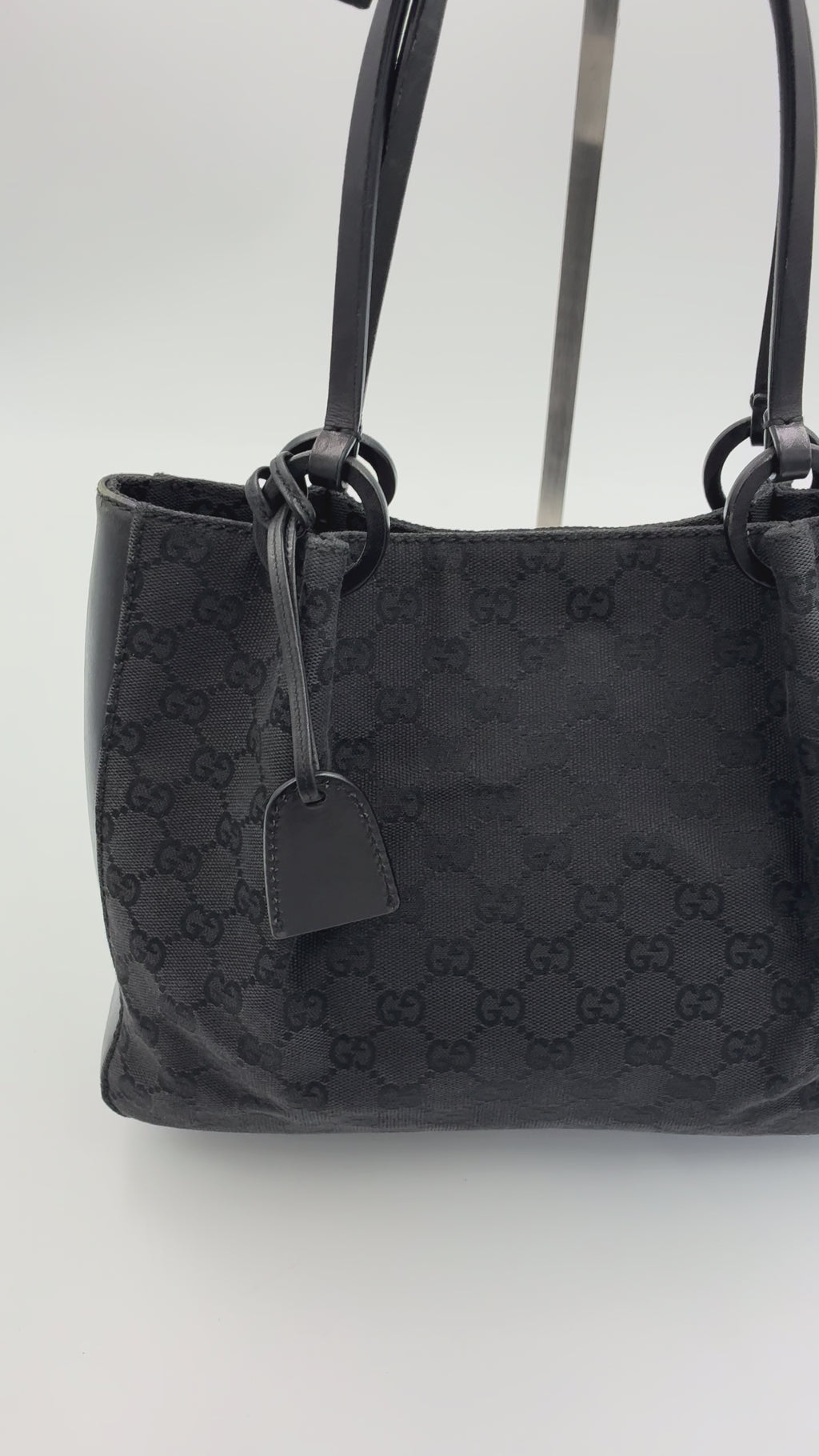 Preloved | Gucci Monogram Hobo Skuldertaske i Sort Canvas