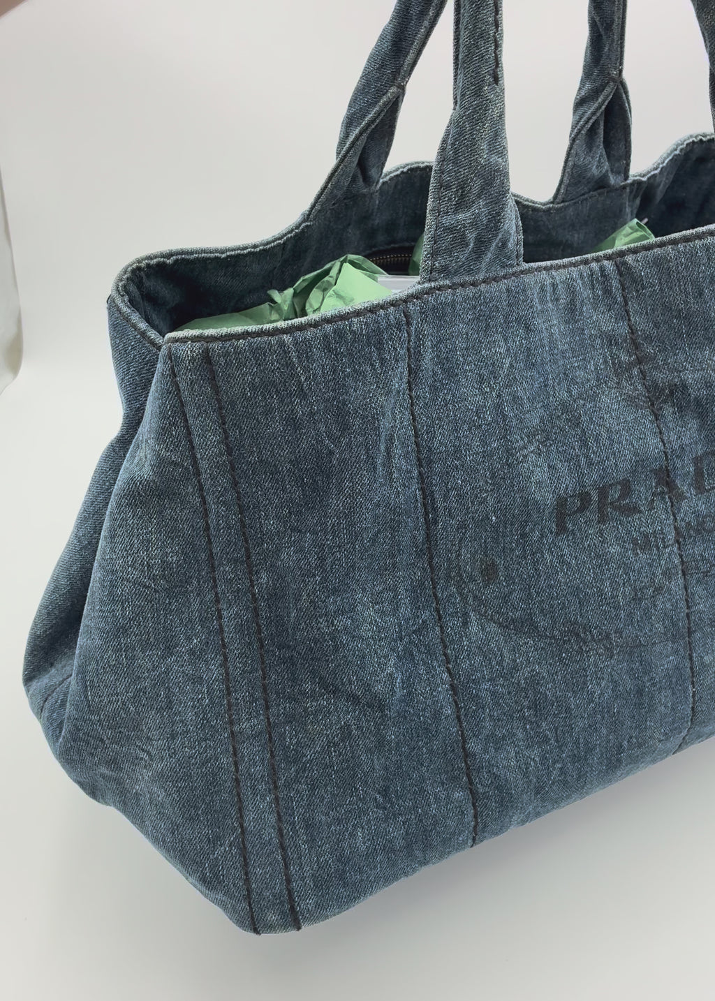 Preloved | Prada Canapa Totebag Håndtaske i Denim Canvas Stor
