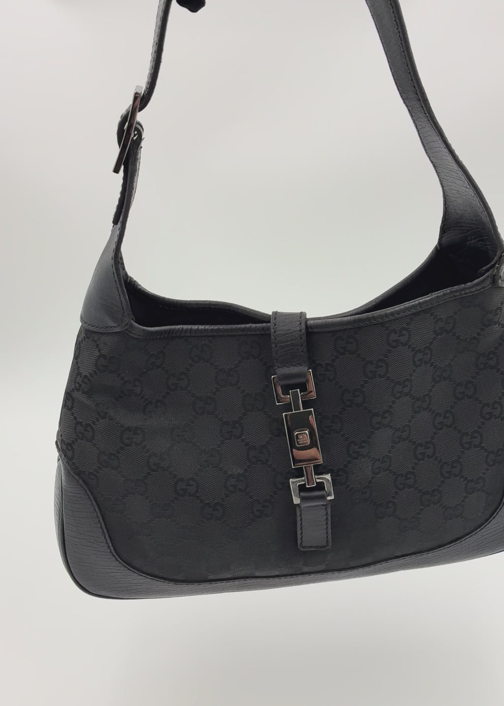Preloved | Gucci GG Monogram Jackie Skuldertaske i Sort Canvas