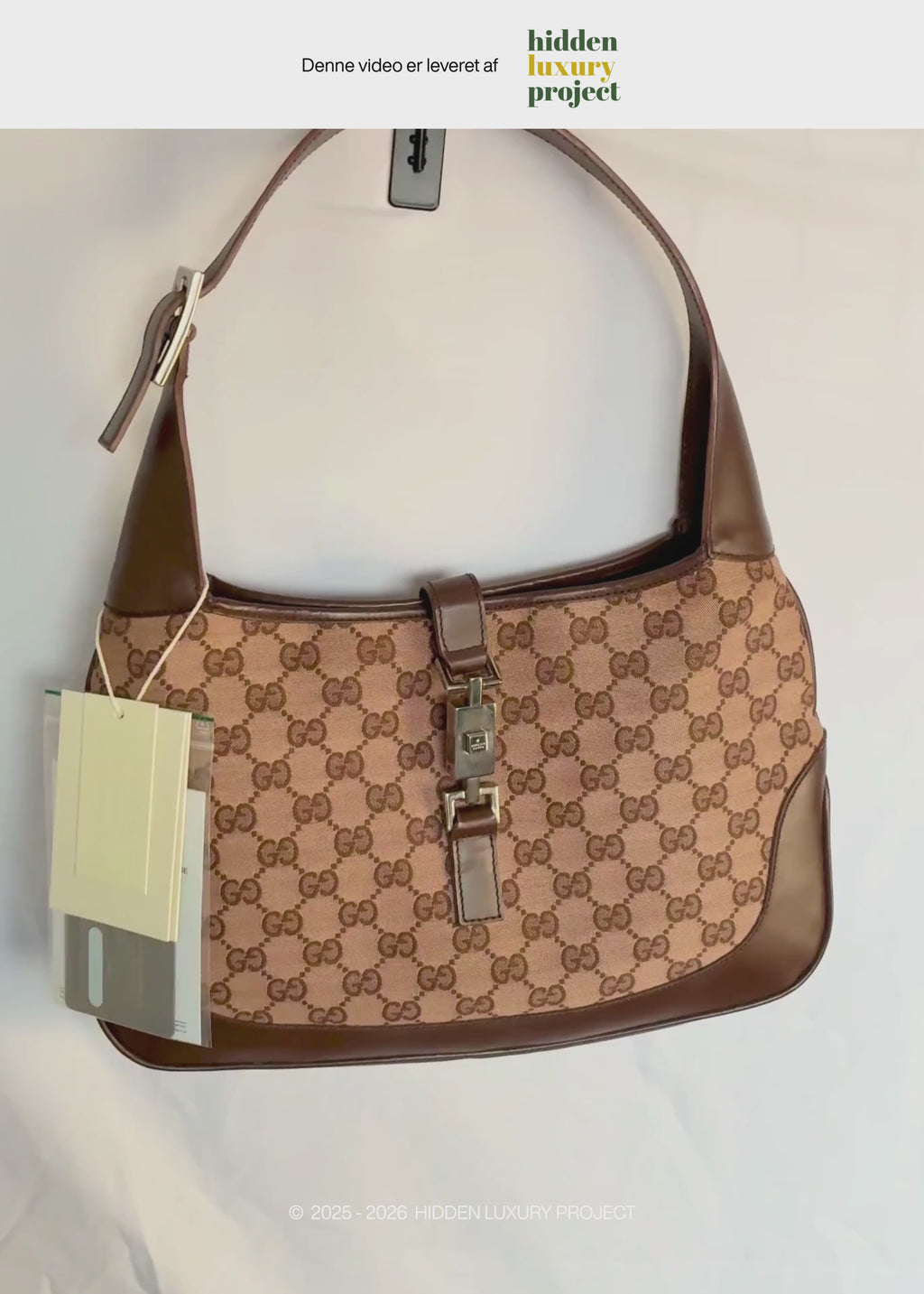 Preloved | Gucci GG Monogram Skuldertaske Jackie med Brun Læder