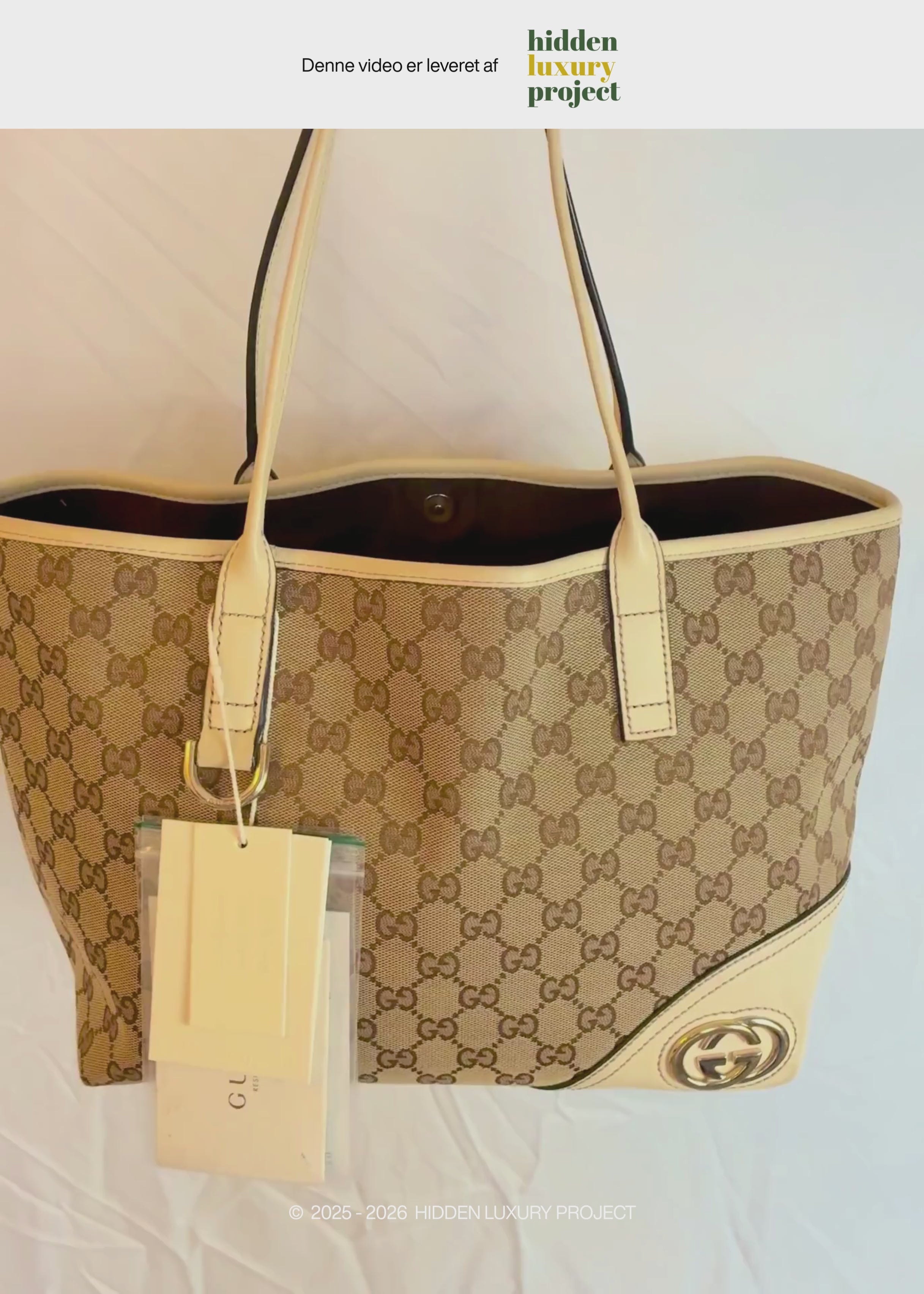 Preloved | Gucci GG Monogram Totebag med Hvid Læder & Guld Hardware
