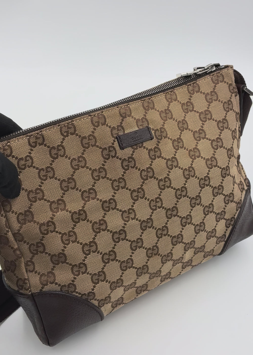 Preloved | Gucci Monogram Messenger Crossbody i Brun Canvas
