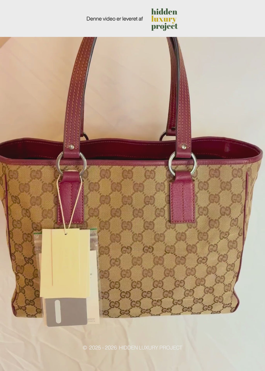 Preloved | Gucci GG Monogram Totebag med Rød Læder